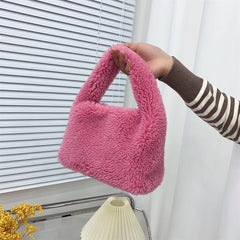 Plush Fabric Women's Shoulder Crossbody Bag Lambs Wool Fluffy Fur