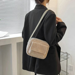 Small Plush Fabric Crossbody Bag Fluffy Fur Winter