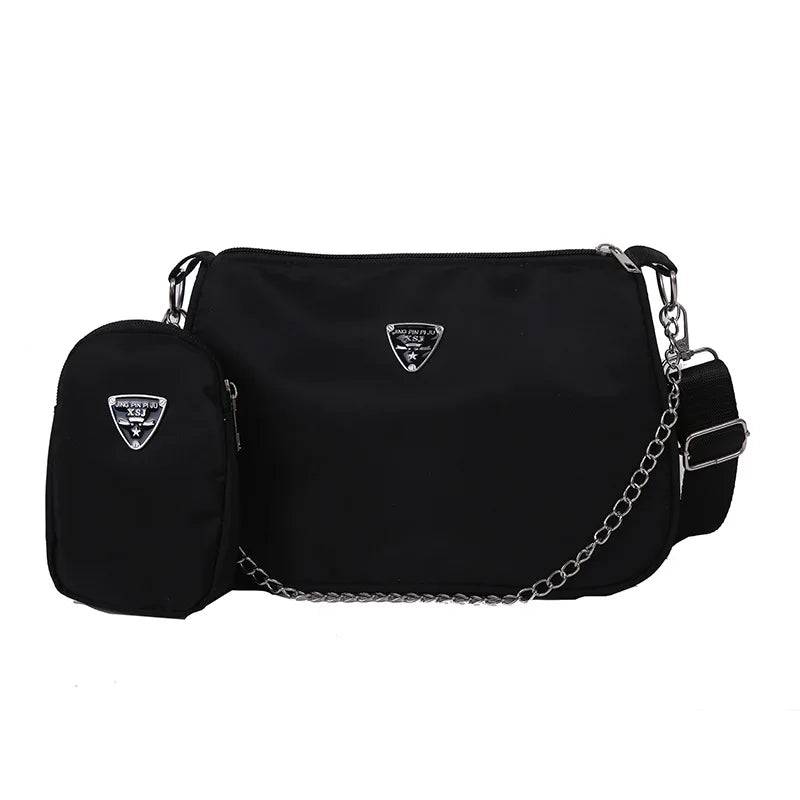 Retro Women Crossbody Bag Crescent Chain Underarm Shoulder Square Bag