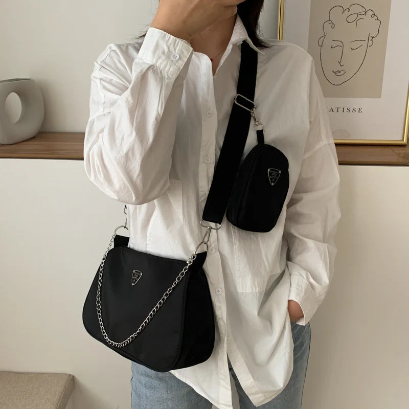 Retro Women Crossbody Bags Crescent Chain Underarm Shoulder Bags