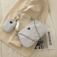 Retro Women Crossbody Bag Crescent Chain Underarm Shoulder Square Bag