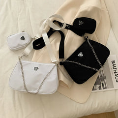 Retro Women Crossbody Bag Crescent Chain Underarm Shoulder Square Bag