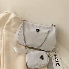 Retro Women Crossbody Bag Crescent Chain Underarm Shoulder Square Bag
