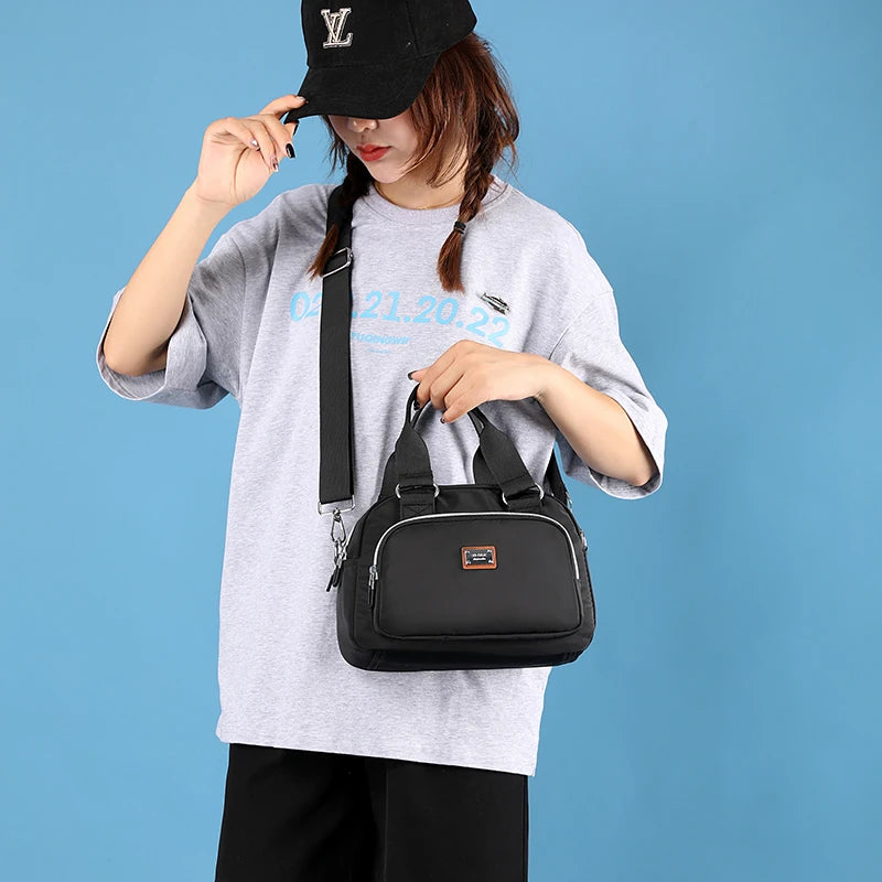 Women's Large Nylon Waterproof Crossbody Bag with Zipper Closure