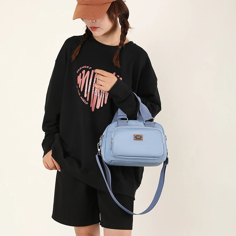 Women's Large Nylon Waterproof Crossbody Bag with Zipper Closure