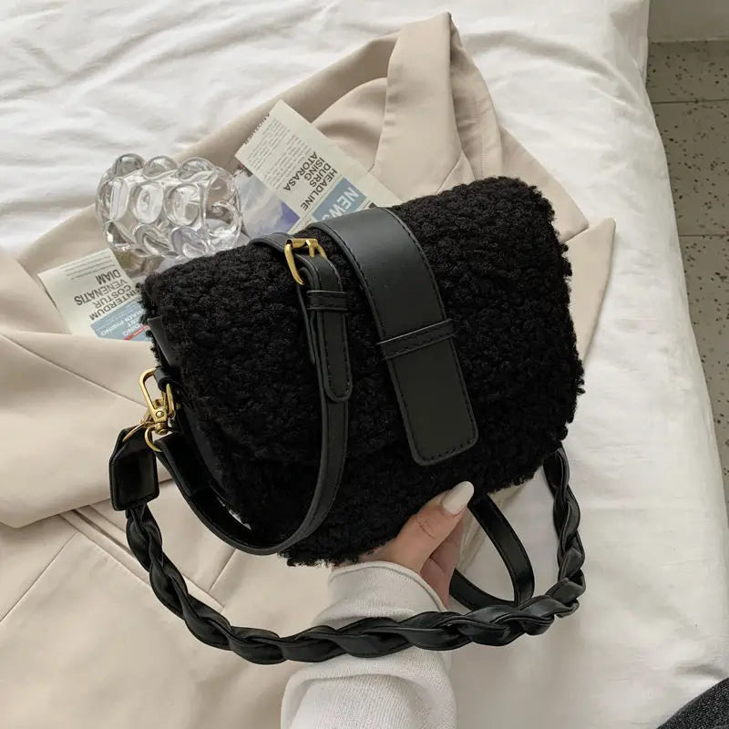 Plush Shoulder Strap Saddle Bag for Women