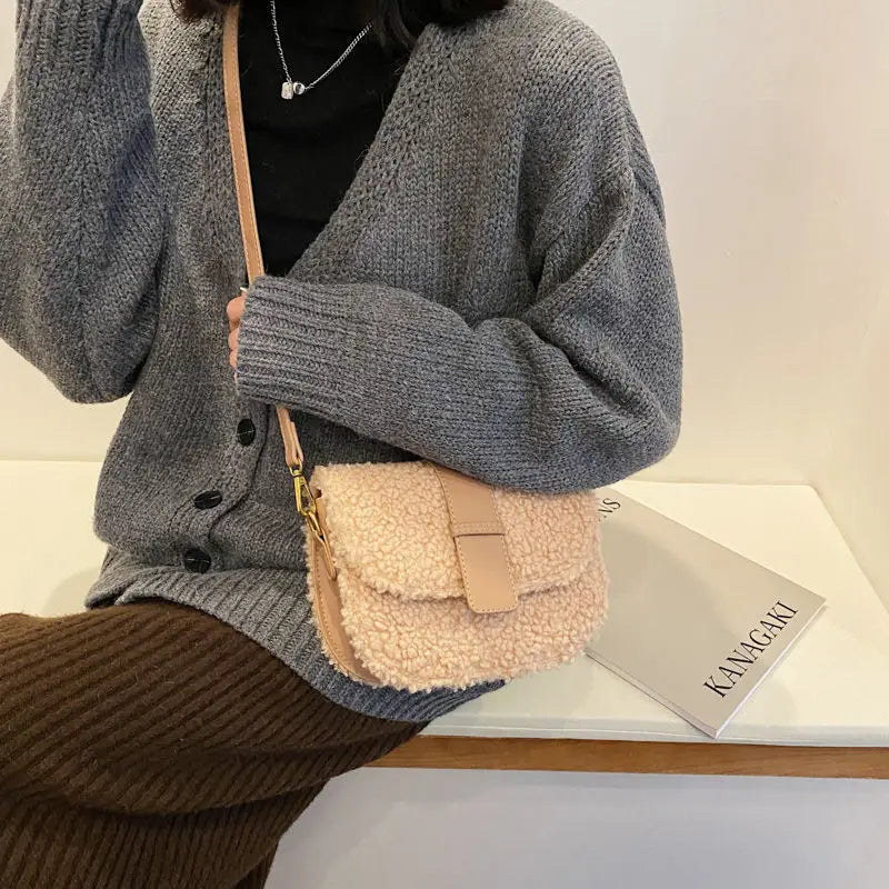 Plush Shoulder Strap Saddle Bag for Women
