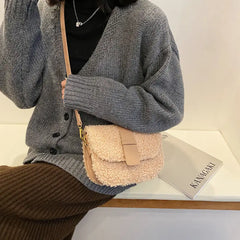 Plush Shoulder Strap Saddle Bag for Women