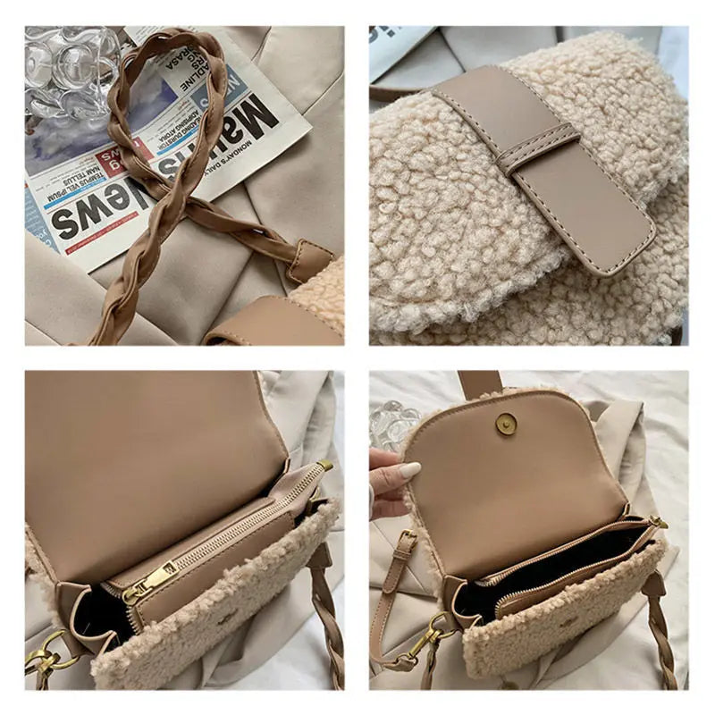 Plush Shoulder Strap Saddle Bag for Women