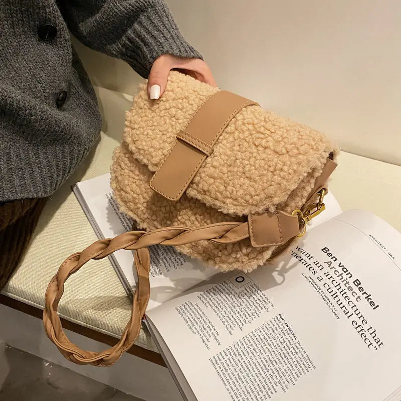 Plush Shoulder Strap Saddle Bag for Women