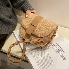 Plush Shoulder Strap Saddle Bag for Women