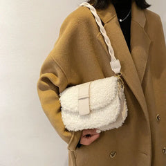 Plush Shoulder Strap Saddle Bag for Women