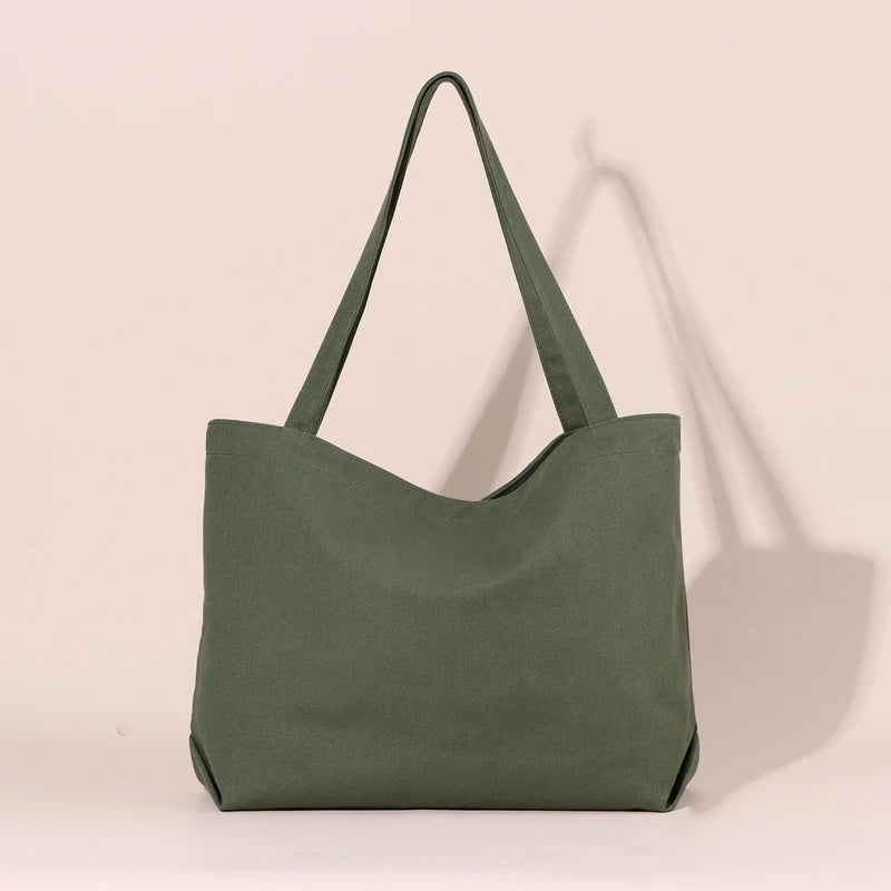 Large Capacity Canvas Tote Bag for Women Solid Casual Shoulder Bag
