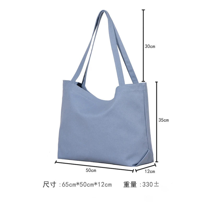 Large Capacity Canvas Tote Bag for Women Solid Casual Shoulder Bag