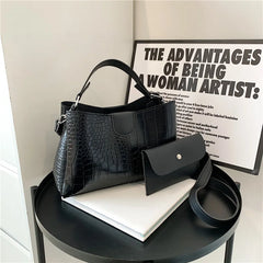 Crocodile Pattern Shoulder Bag Portable Bucket Bag