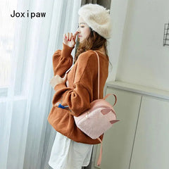 Vintage Casual Plush Mini Backpack for Women