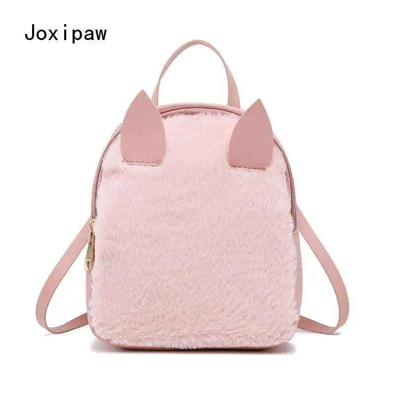 Vintage Casual Plush Mini Backpack for Women