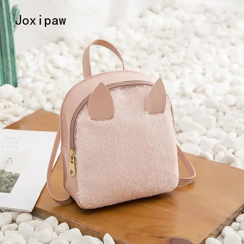 Vintage Casual Plush Mini Backpack for Women