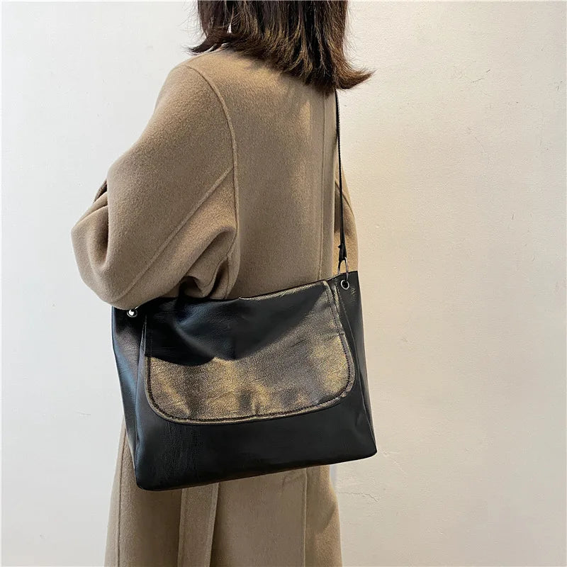 Soft Pu Leather Shoulder Bag for Women - Large Capacity