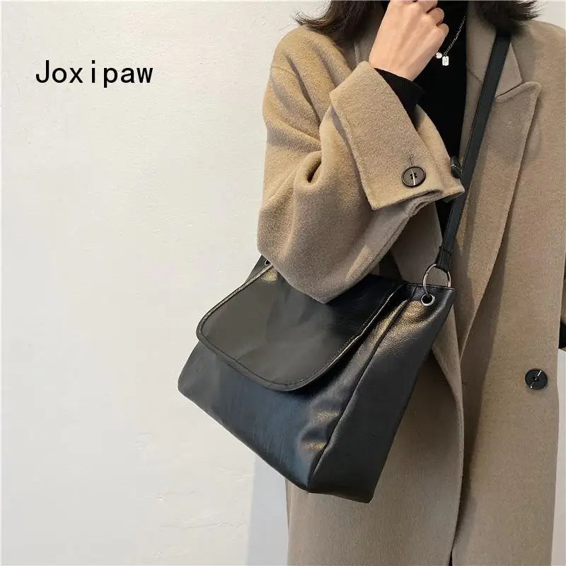Soft Pu Leather Shoulder Bag for Women - Large Capacity