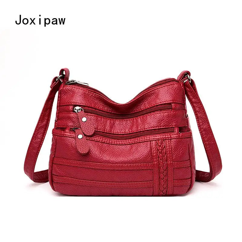 Vintage Patchwork PU Leather Crossbody Bag for Women Girl