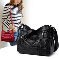 Vintage Patchwork PU Leather Crossbody Bag for Women Girl