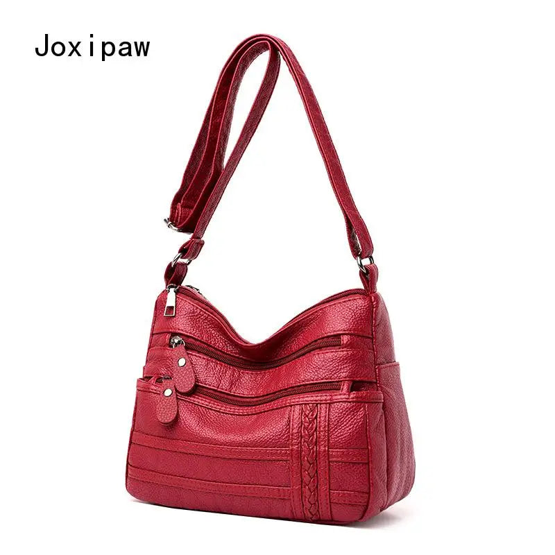 Vintage Patchwork PU Leather Crossbody Bag for Women Girl