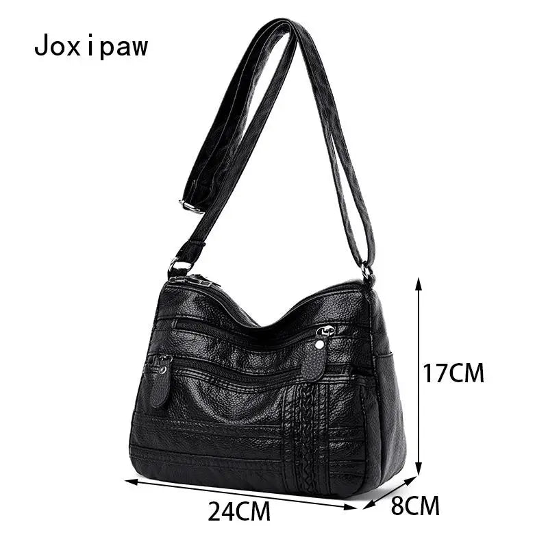 Vintage Patchwork PU Leather Crossbody Bag for Women Girl