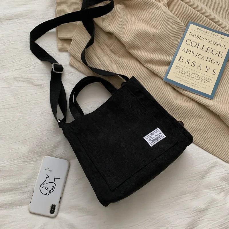 Retro Corduroy Tote Shoulder Bag
