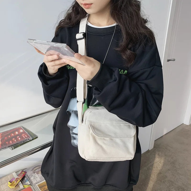 Spring Autumwomen Mini Shoulder Phone Purse Girl Student Cotton Cloth Mini Handb