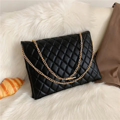 Spring Plaid PU Leather Crossbody Bag for Women Envelope Handbag