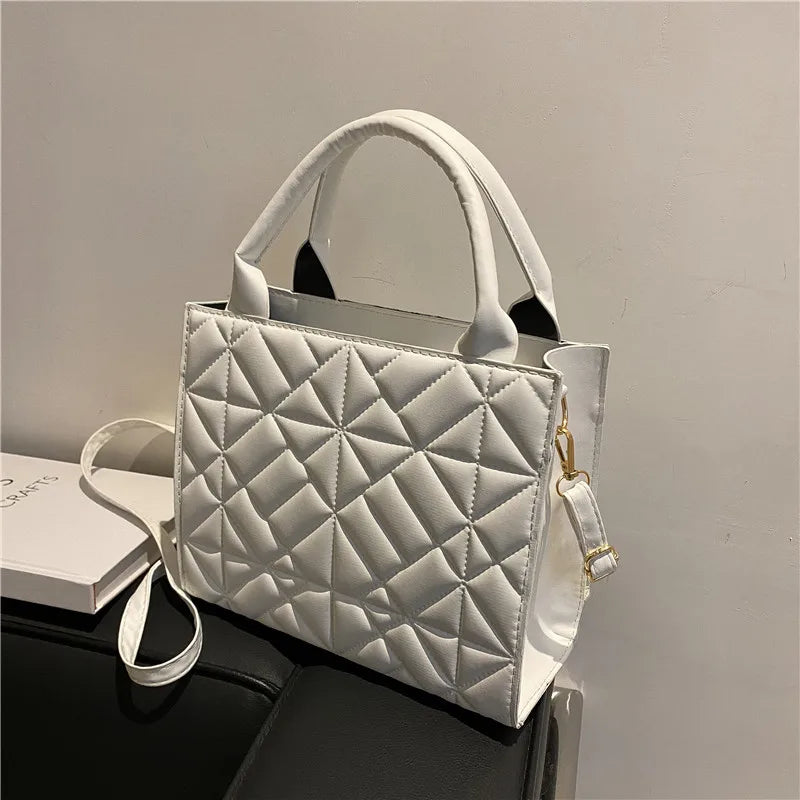 Spring Plaid Crossbody Bag PU Leather Top Handle Handbag