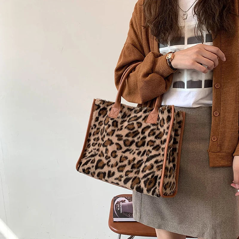 Leopard Print PU Leather Small Handbag for Women