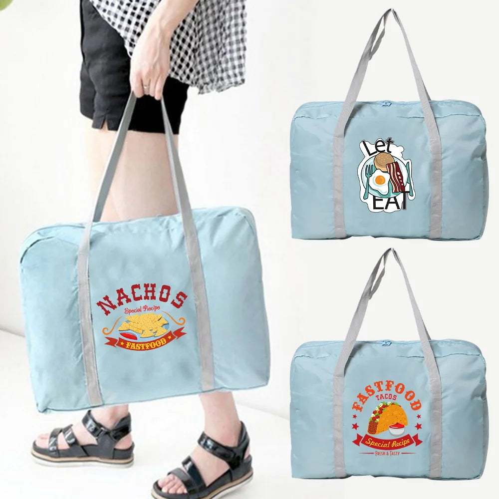 Foldable Duffle Bag Large Capacity Portable Luggage Bag Food Series