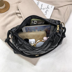 Plaid Women Shoulder Bag Nylon Down Cotton Ladies Handbags Casual Underarm Bags