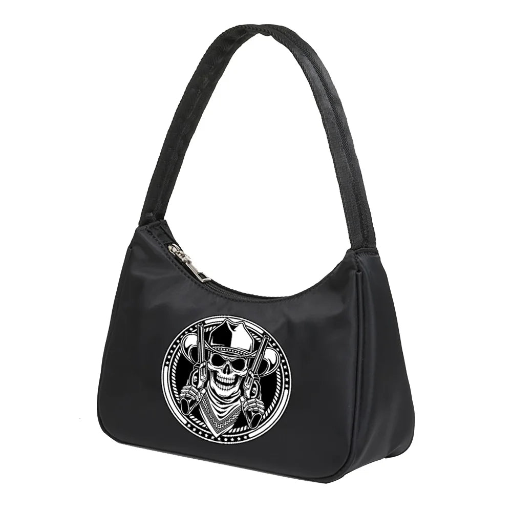 Skull Printing Shoulder Bag Women Casual Totes Chain Handbag