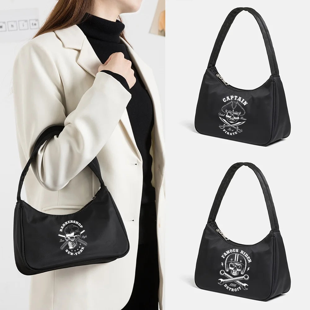 Skull Printing Shoulder Bag Women Casual Totes Chain Handbag