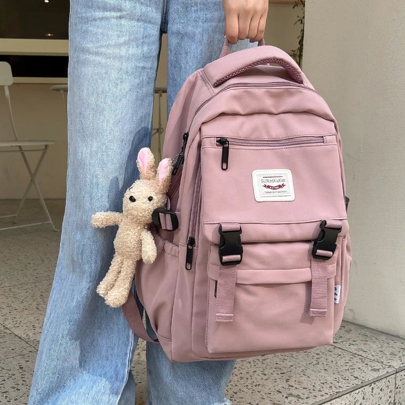 Waterproof Nylon Women Backpack Students Schoolbag