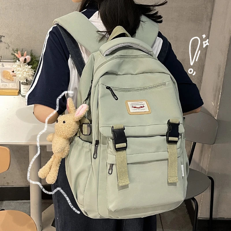 Waterproof Nylon Women Backpack Students Schoolbag