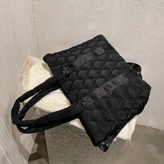 Winter Space Bale Handbag Woman Casual Cotton Totes Bag Down Feather Padded Lady