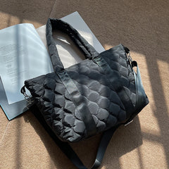Winter Space Bale Handbag Woman Casual Cotton Totes Bag Down Feather Padded Lady