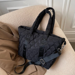 Winter Space Bale Handbag Woman Casual Cotton Totes Bag Down Feather Padded Lady