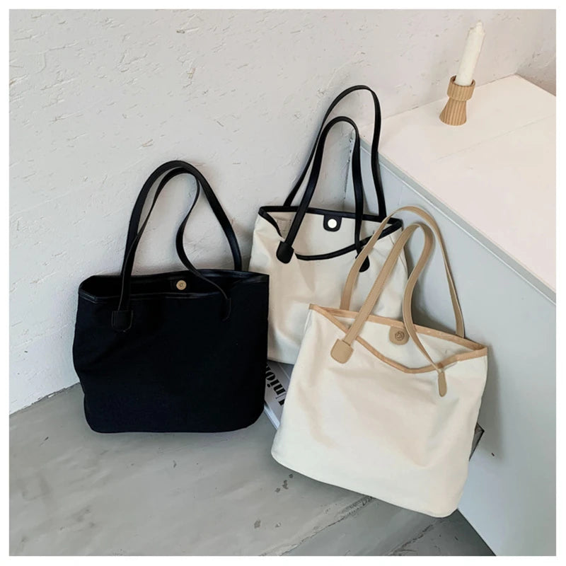 Canvas Tote Bag Large Capacity Shoulder Messenger Shopping Bag