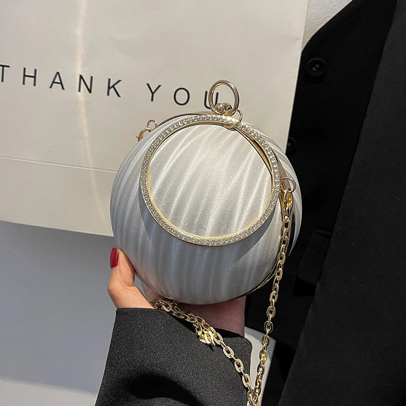 Women Spherical Handbag Mini Purse Chain Shoulder Bag