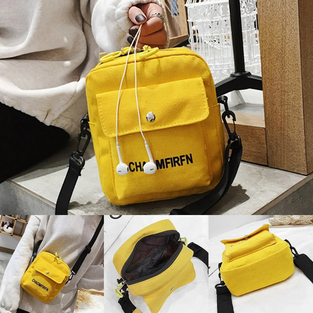 Women Shoulder Bag Canvas Small Handbag Zipper Messenger Phone Purse