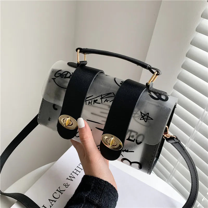 PVC Transparent Graffiti Messenger Shoulder Bag
