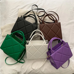 Women Shoulder Bag Plaid Crossbody Bag Top Handle Handbag