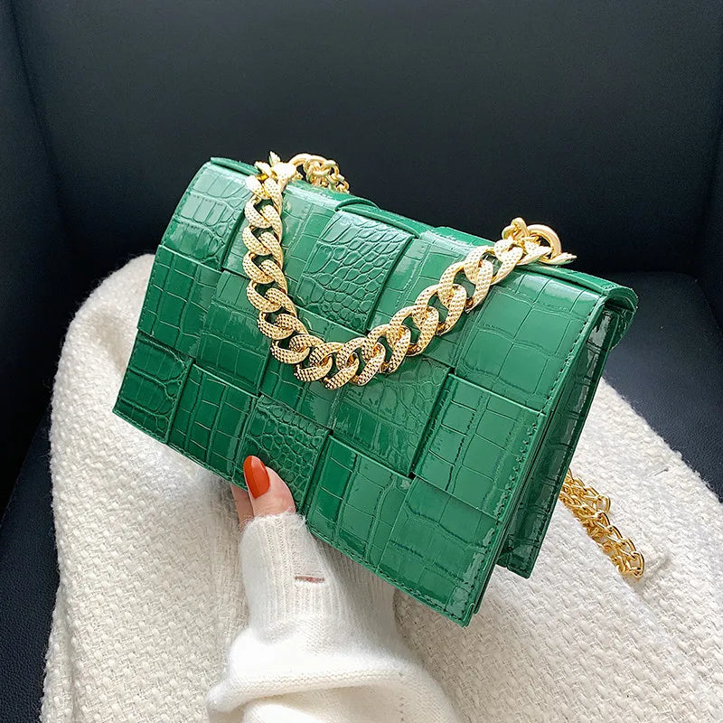 Crocodile Pattern Crossbody Bag Chain Evening Party Clutch