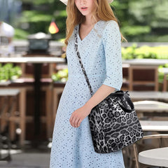 Leopard Leather Tote Bag Set Large Capacity Handbag