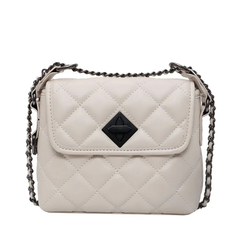 Women's PU Leather Rhombus Shoulder Bag with Chain